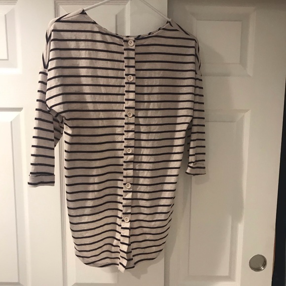 Tan and purple striped shirt, button down back - Picture 2 of 2